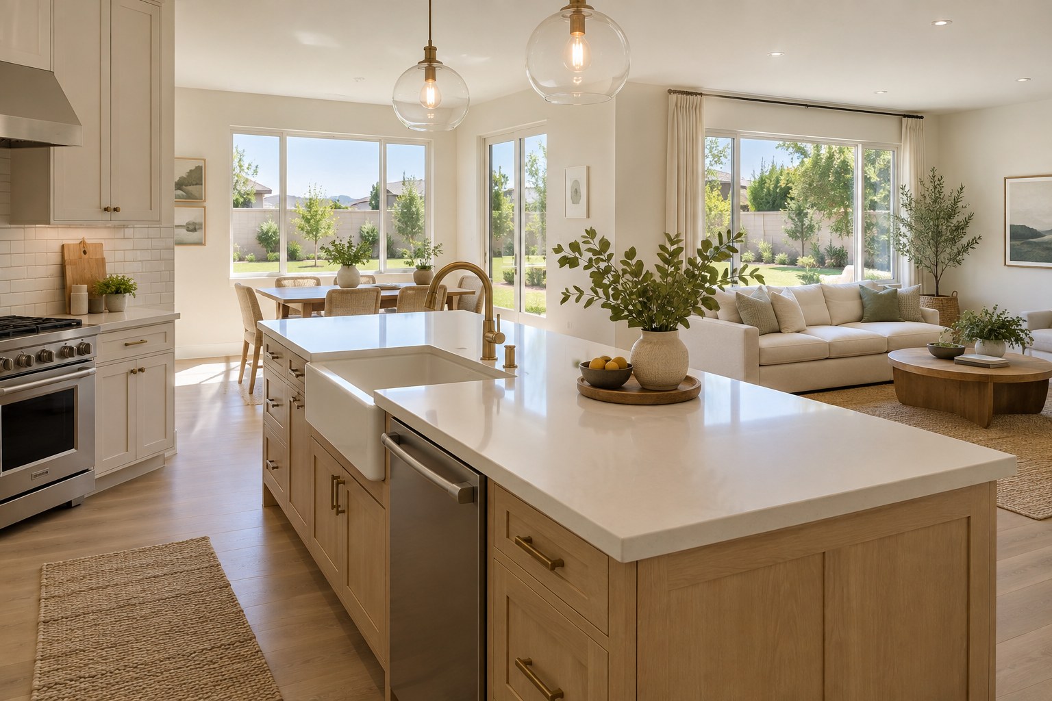 A bright Long Beach area home interior, illustrative